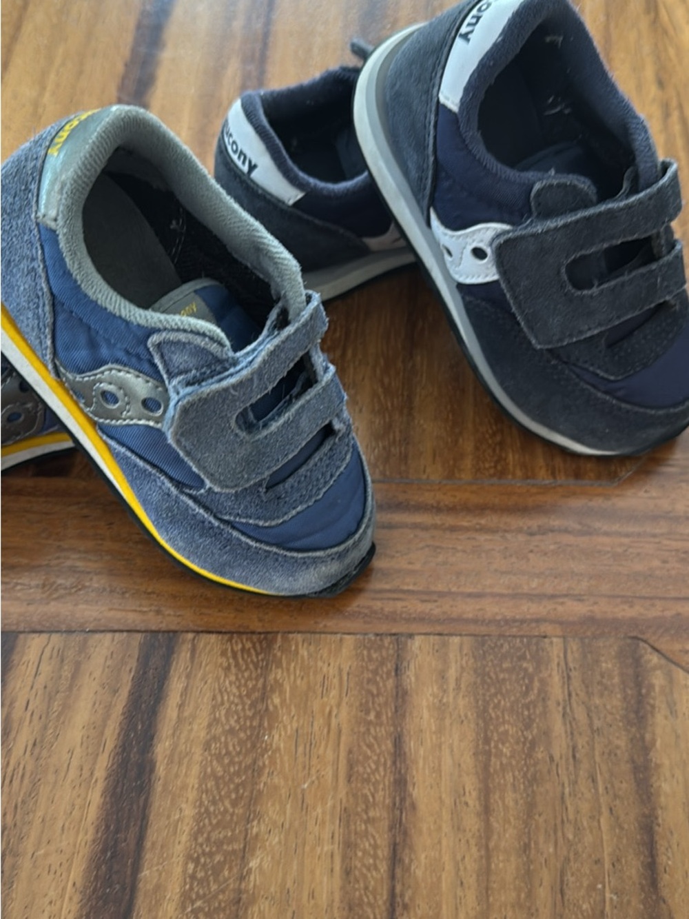 2 pair: Kids Navy Saucony Velcro Sneakers (Sz 7 and 6.5)
